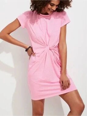 Vineyard Vines Sankaty Dress Pink Stripe Twist Front Women’s Size XL